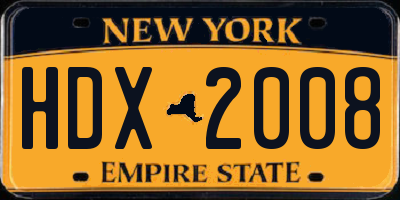 NY license plate HDX2008