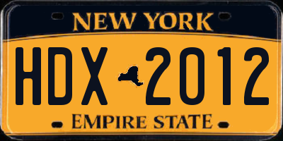 NY license plate HDX2012