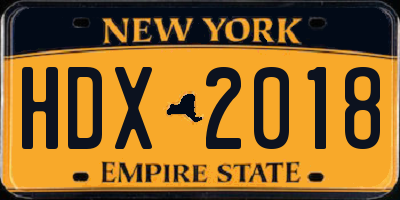 NY license plate HDX2018