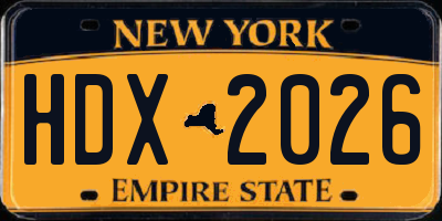 NY license plate HDX2026