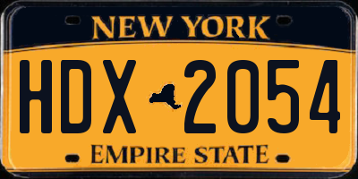 NY license plate HDX2054