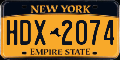 NY license plate HDX2074