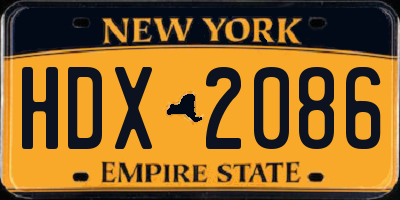 NY license plate HDX2086