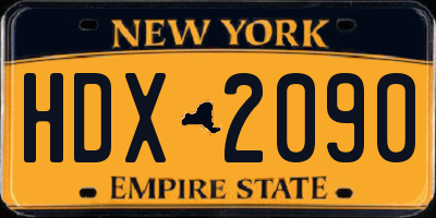 NY license plate HDX2090