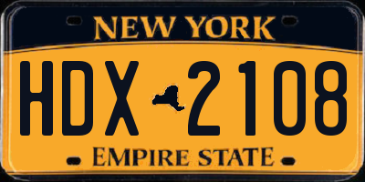NY license plate HDX2108