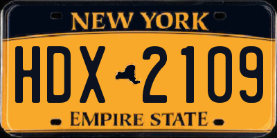 NY license plate HDX2109