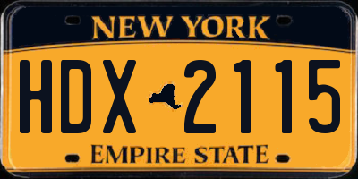 NY license plate HDX2115