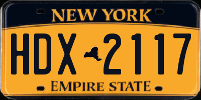 NY license plate HDX2117