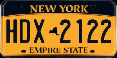 NY license plate HDX2122
