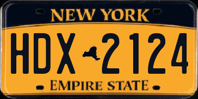 NY license plate HDX2124