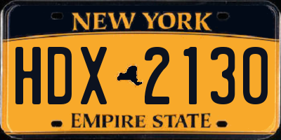 NY license plate HDX2130