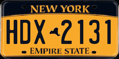 NY license plate HDX2131