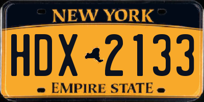 NY license plate HDX2133