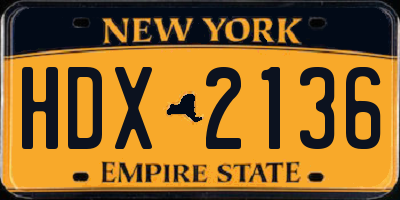 NY license plate HDX2136