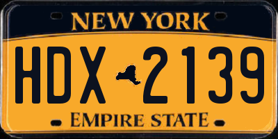 NY license plate HDX2139