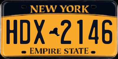 NY license plate HDX2146
