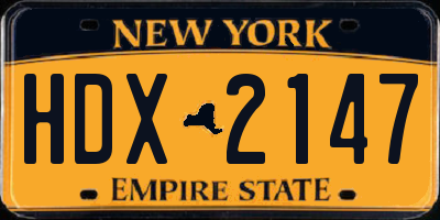 NY license plate HDX2147