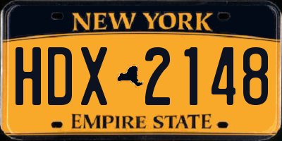NY license plate HDX2148