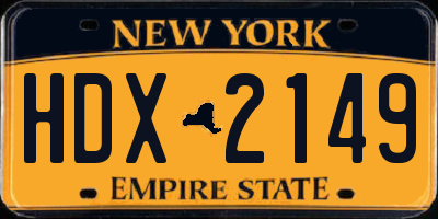 NY license plate HDX2149