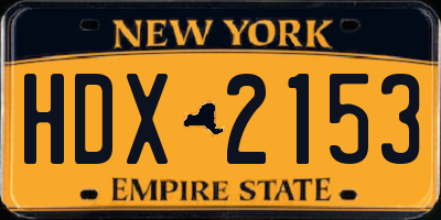 NY license plate HDX2153