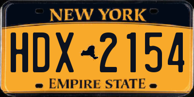 NY license plate HDX2154