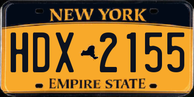 NY license plate HDX2155