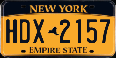 NY license plate HDX2157