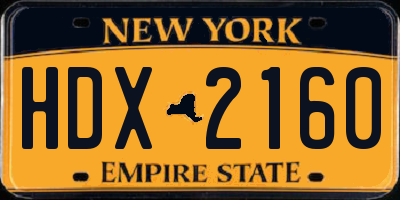 NY license plate HDX2160