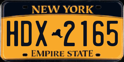 NY license plate HDX2165