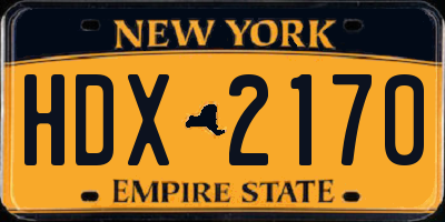 NY license plate HDX2170