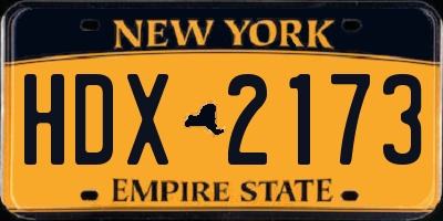NY license plate HDX2173