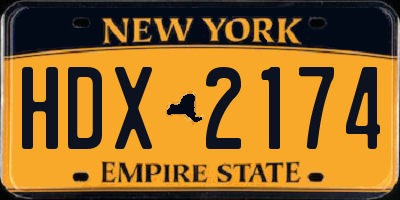 NY license plate HDX2174