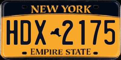 NY license plate HDX2175