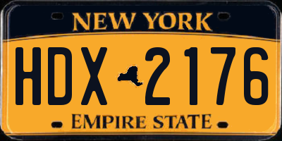 NY license plate HDX2176