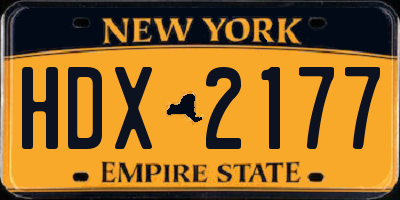 NY license plate HDX2177