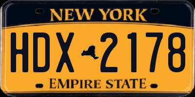 NY license plate HDX2178