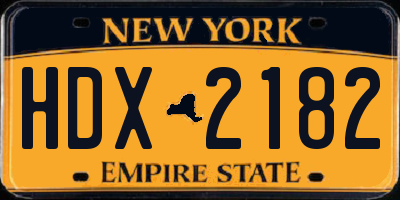 NY license plate HDX2182