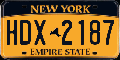 NY license plate HDX2187