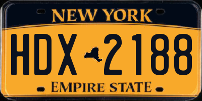 NY license plate HDX2188