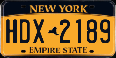 NY license plate HDX2189