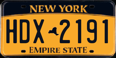 NY license plate HDX2191