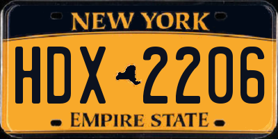 NY license plate HDX2206