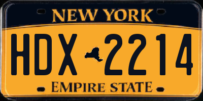 NY license plate HDX2214