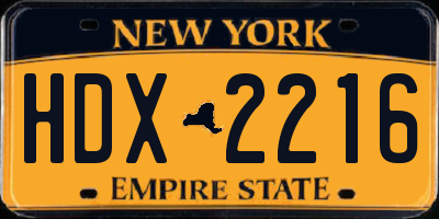 NY license plate HDX2216