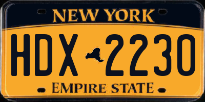 NY license plate HDX2230