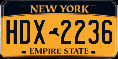 NY license plate HDX2236