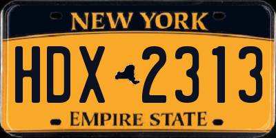 NY license plate HDX2313