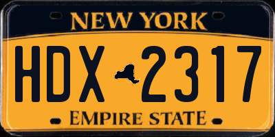 NY license plate HDX2317
