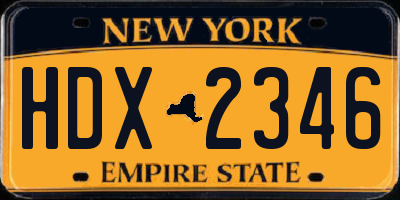 NY license plate HDX2346