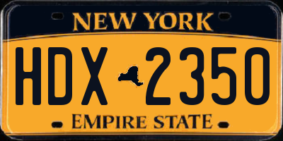 NY license plate HDX2350